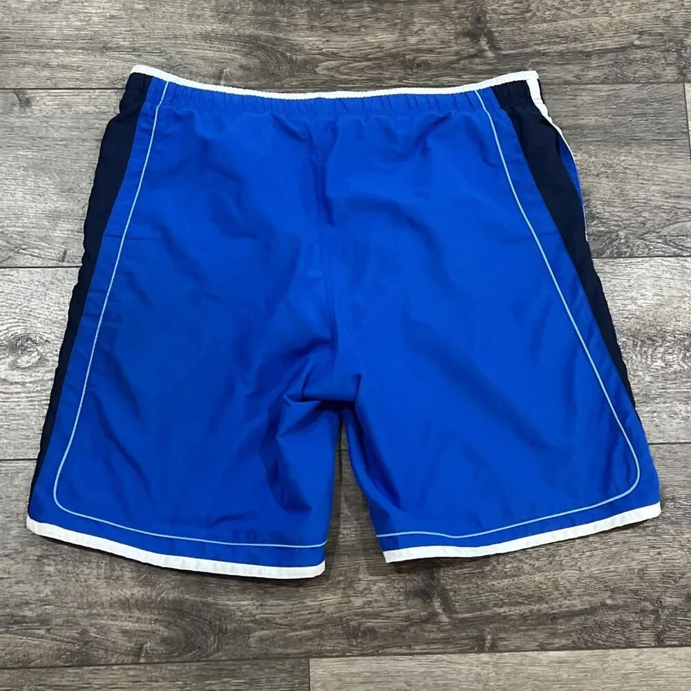 Vintage Y2K Nike Gray Tag Blue Stripe Board Shorts Swim Trunks Drawstring Men XL